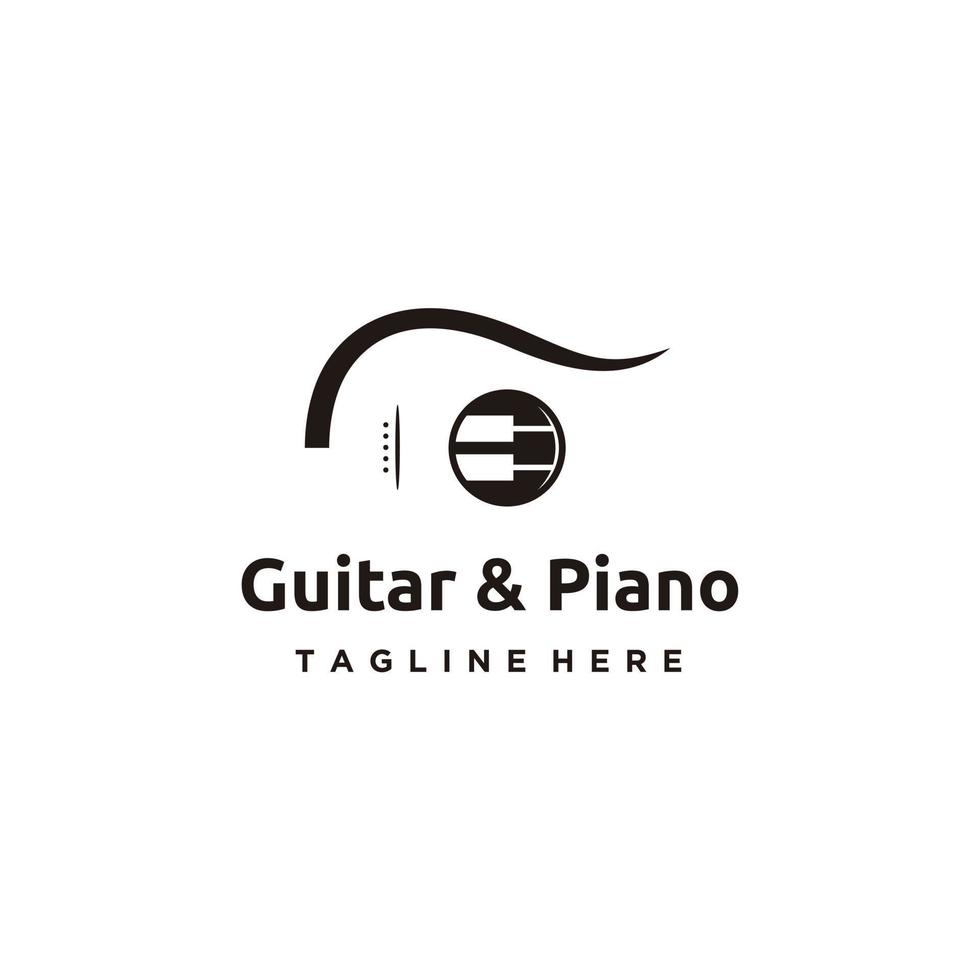 diseño gráfico del logotipo de la música de la tecla de guitarra y piano vector