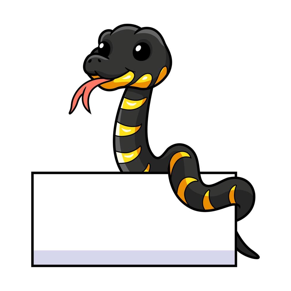 Cute mangrove snake cartoon with blank sign vector