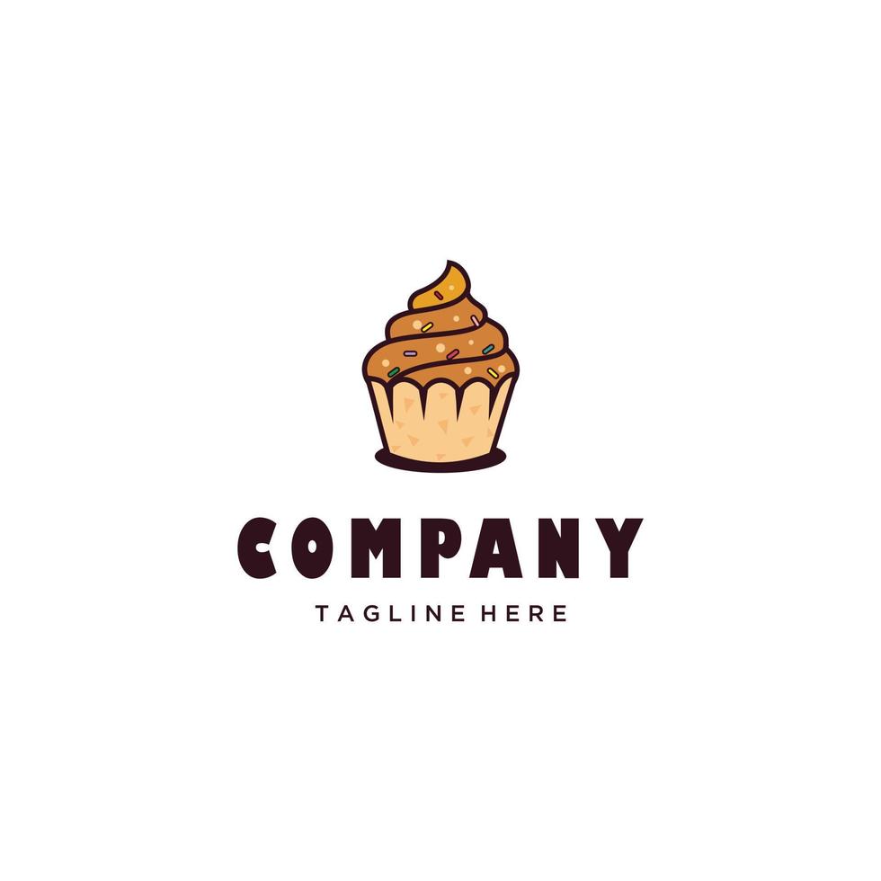 Ilustración de vector de icono de diseño de logotipo de cupcake minimalista