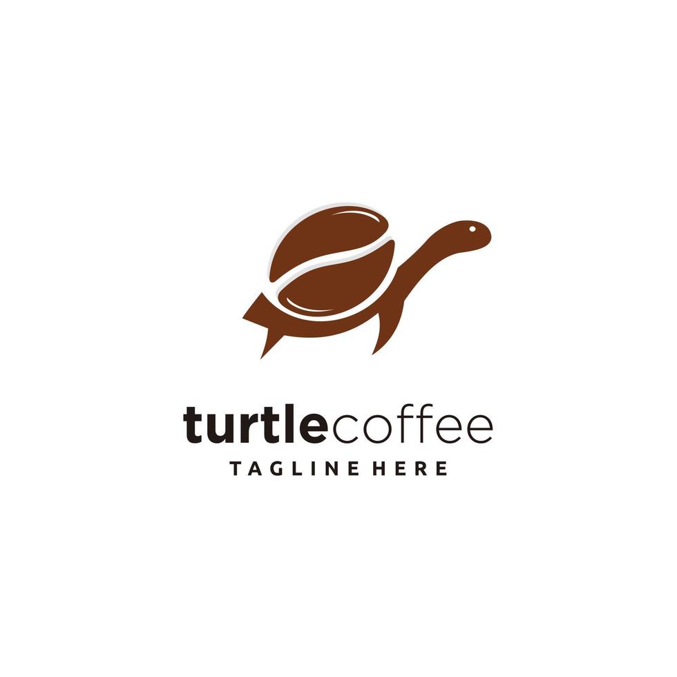 Turtle coffee bean brown combination logo design inspiration vector
