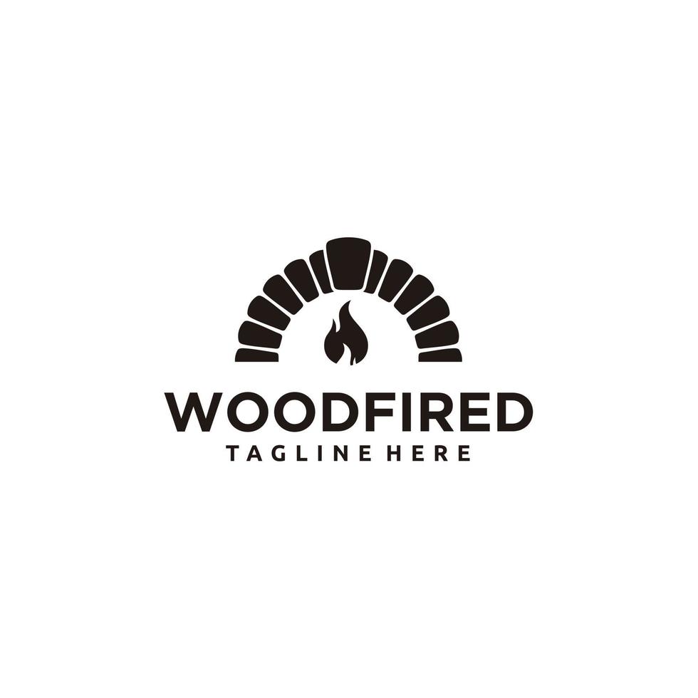 Firewood Oven and Wood fired Concept Logo Design Template vector