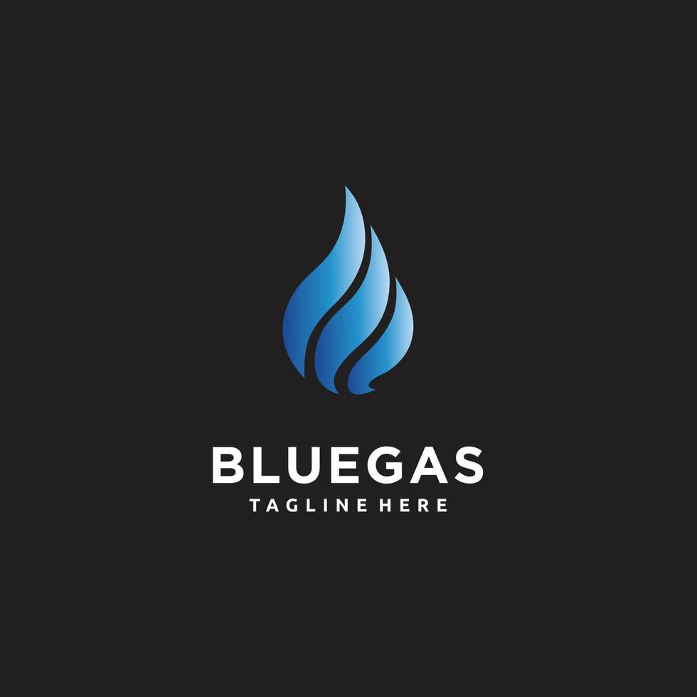 concepto de logotipo de gas azul para la empresa de logotipos de gas y petróleo. El gas azul es símbolo de espíritu y vida. ilustración de diseño de logotipo, símbolo, signo o marca vectorial vector