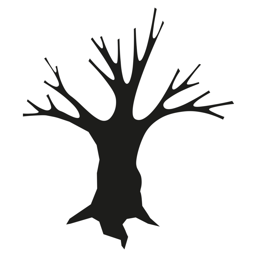 Black spooky tree silhouette on Transparent Background png