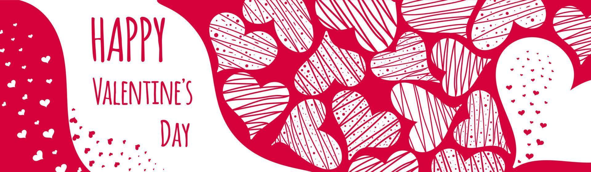 Valentines Day Sale. Banner or poster with many pink hearts. Can be add text. Hand drawn vector illustration, EPS10.