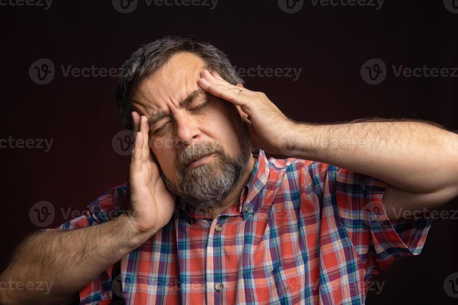 Portrait of sick middle aged man. photo