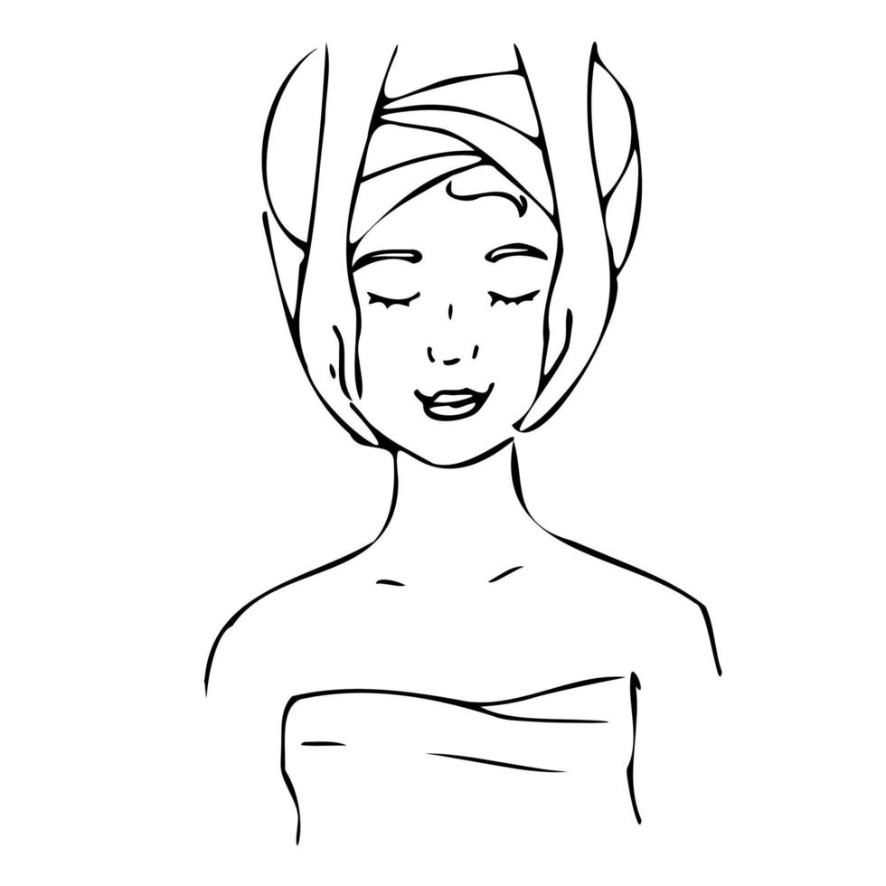 ilustración de salón de spa del procedimiento en la cara y el cuerpo. un conjunto de ilustraciones de garabatos salón de belleza. vector