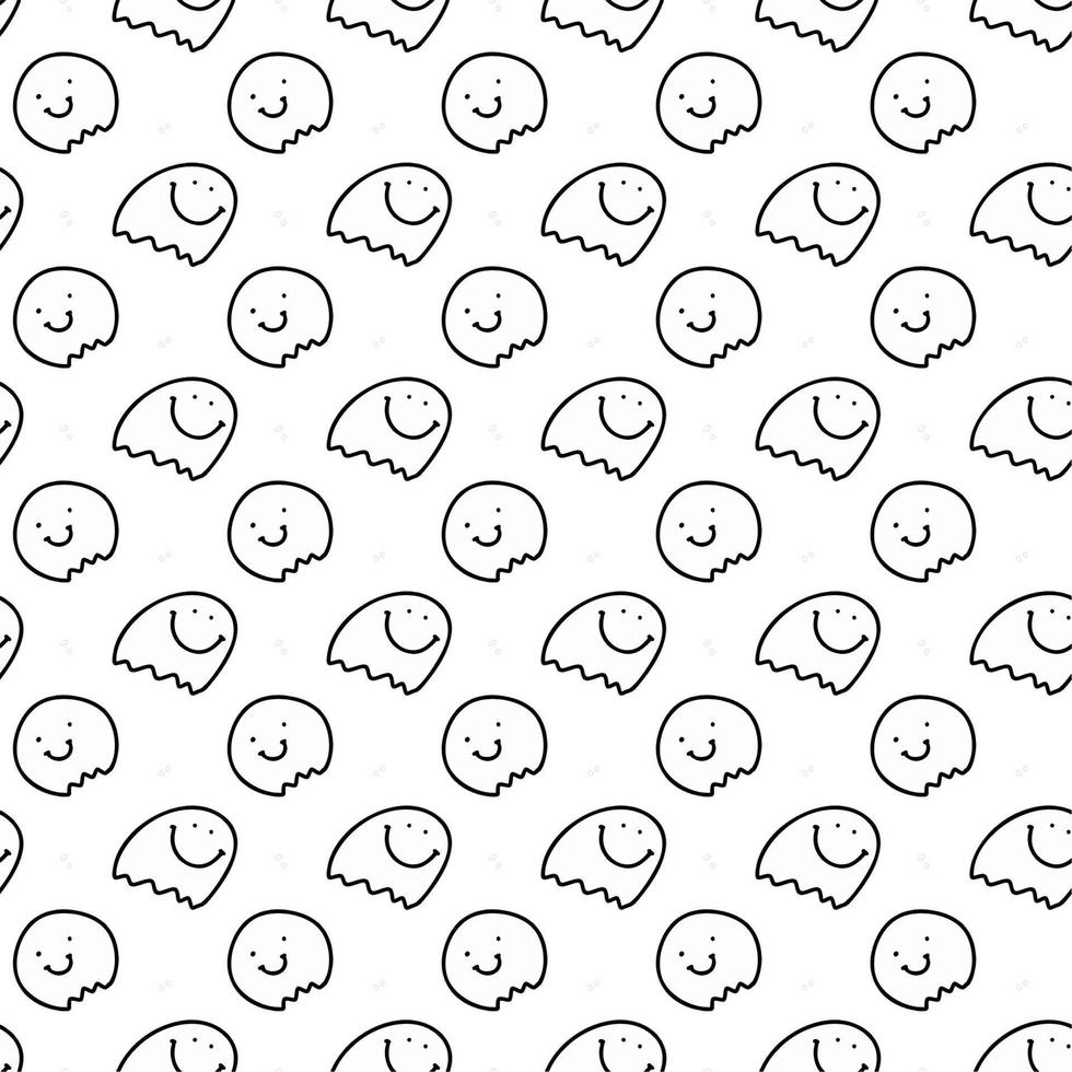 seamless pattern of cute ghost cartoon vector