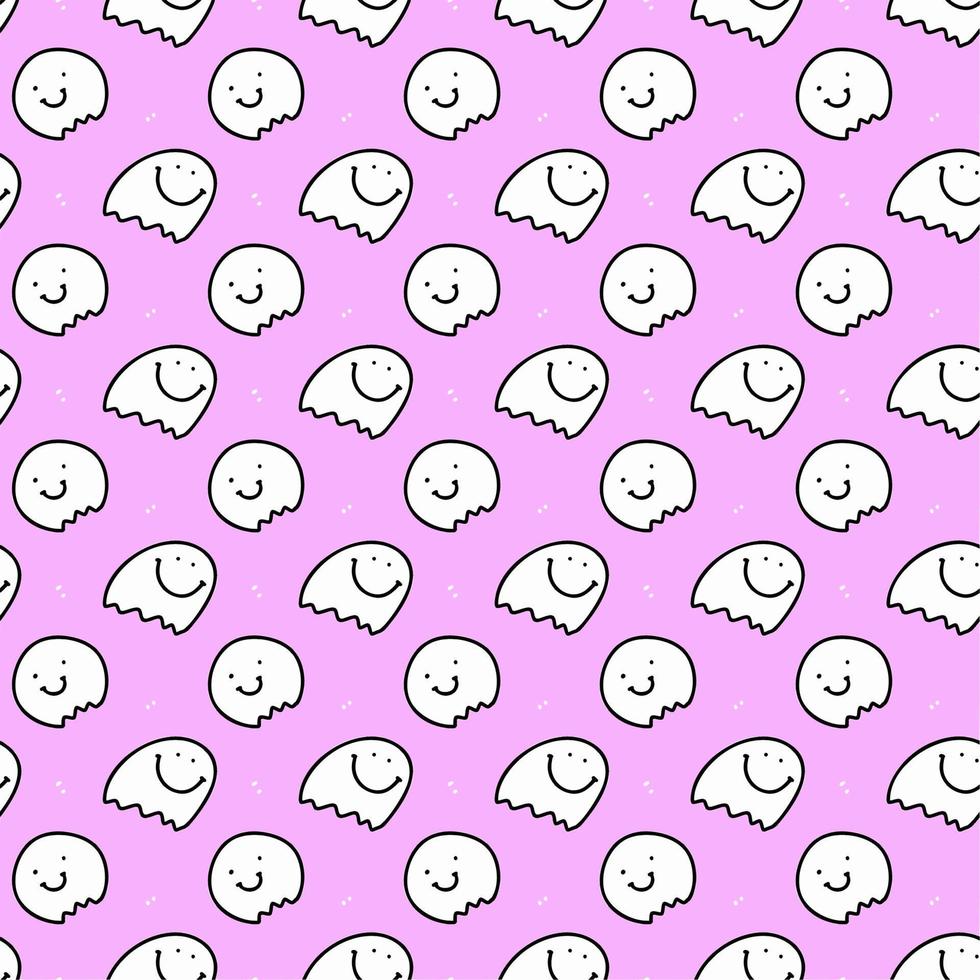 seamless pattern of cute ghost cartoon vector
