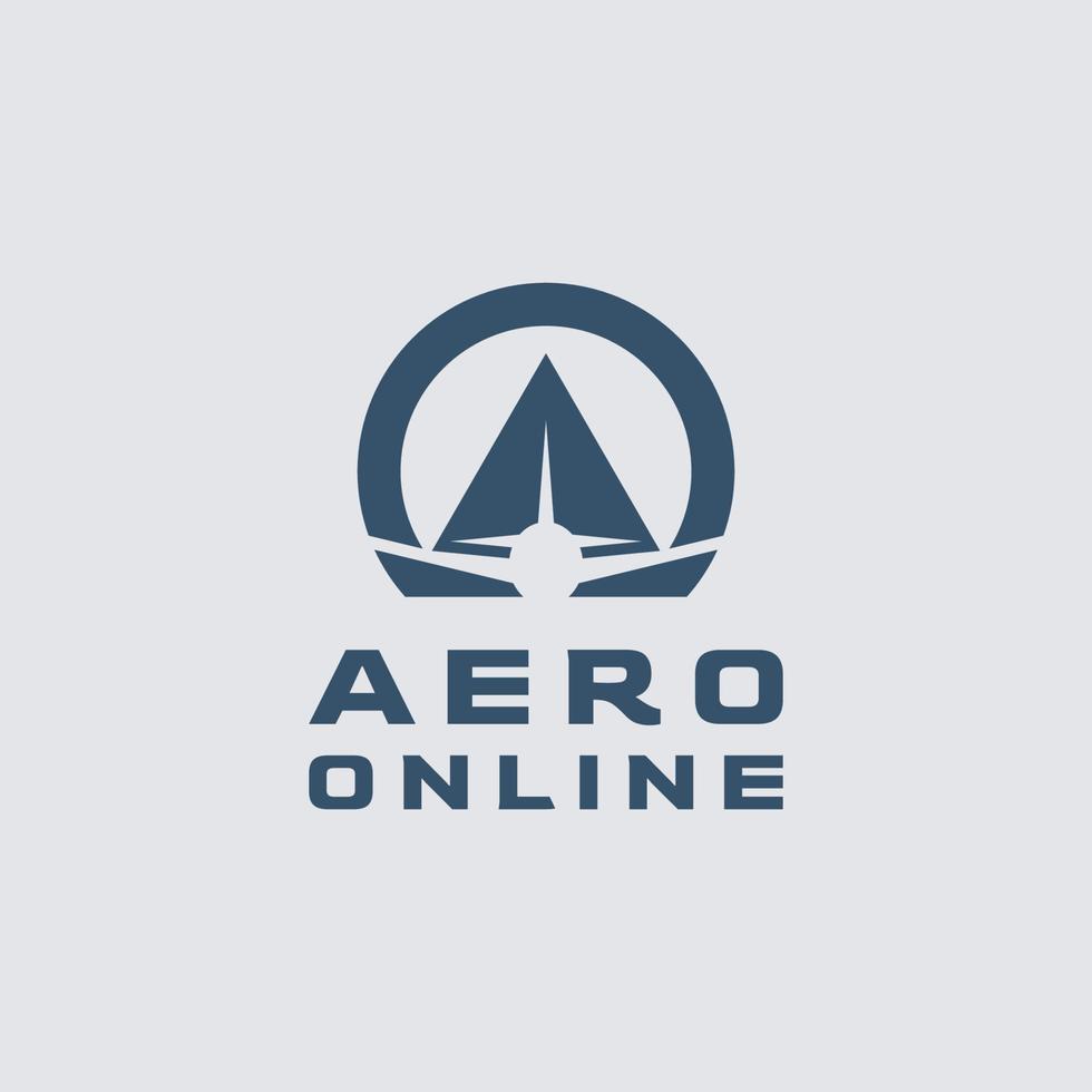 Initial Letters AO Travel Logo Design with Aircraft Airplane Icon vector