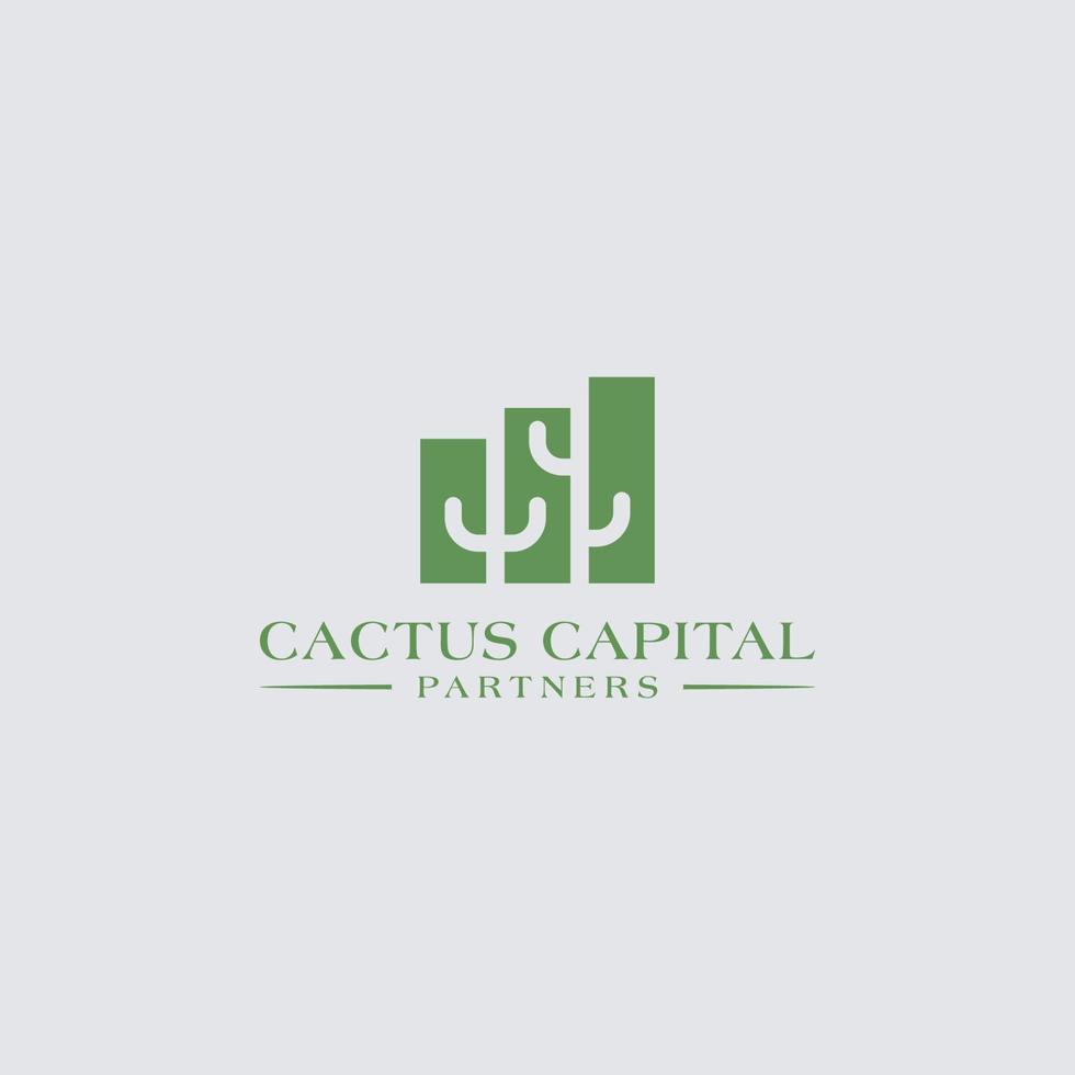 logotipo de marketing de cactus con símbolo de barra de ganancias vector