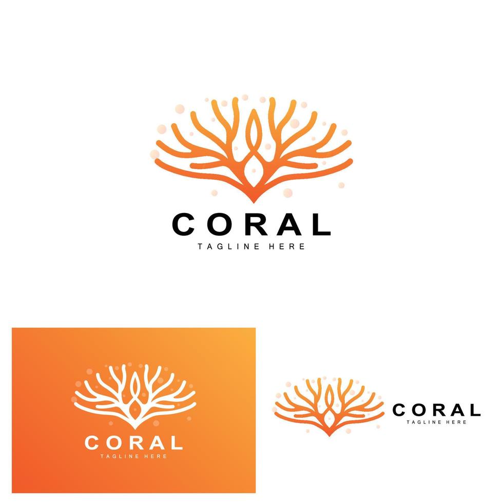 logotipo de coral, plantas marinas colocan animales marinos, vectores oceánicos, íconos de algas marinas