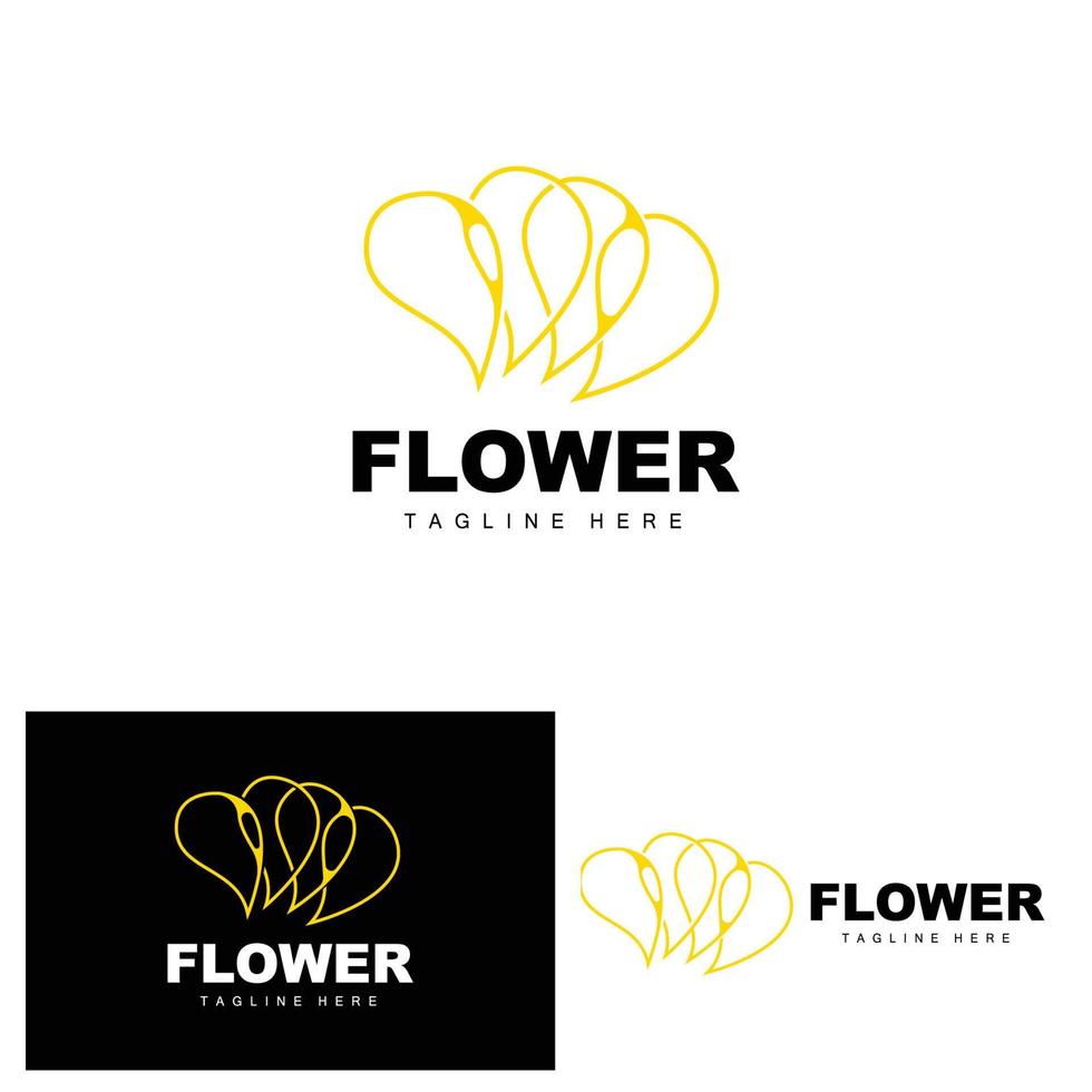 Flower Logo, Flower Garden Design With Simple Style Vector Product Brand, Beauty Care, Natural