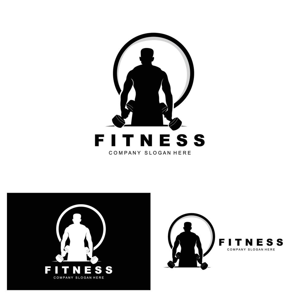 Gym Logo, Fitness Logo Vector, Design Suitable For Fitness, Sports Equipment, Body Health, Body Supplement Product Brands vector