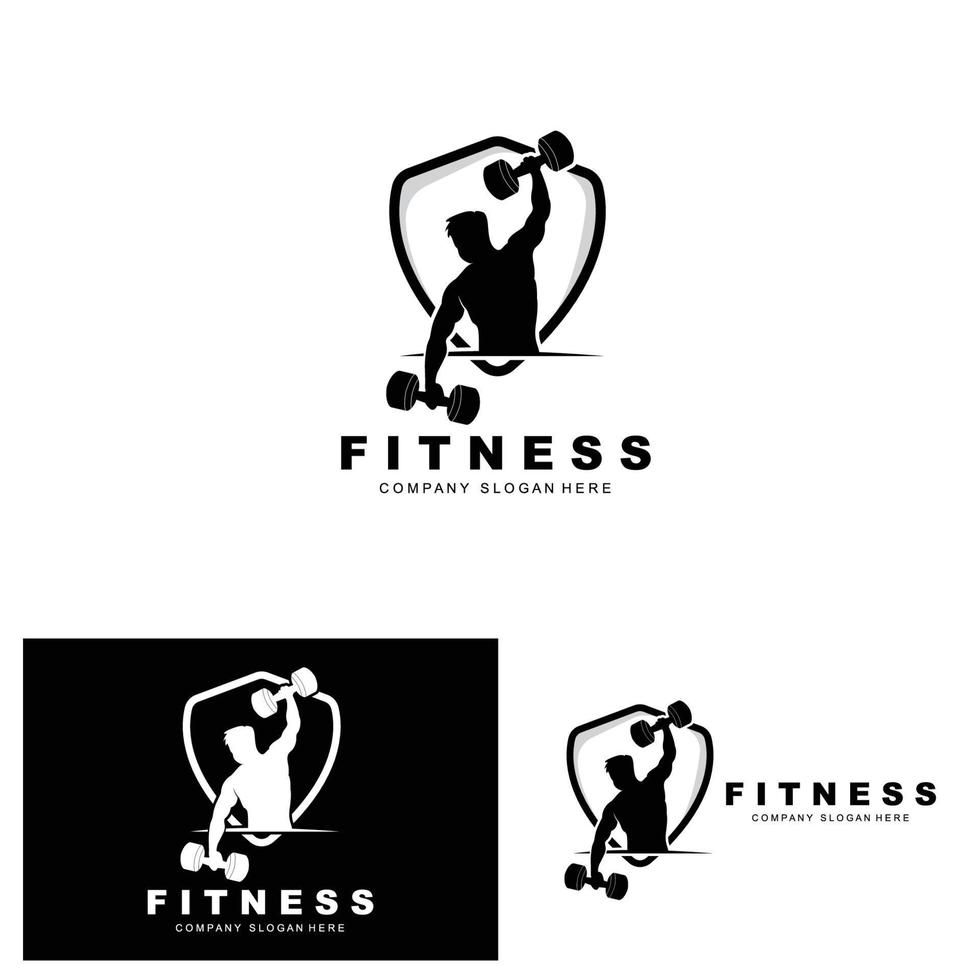 Gym Logo, Fitness Logo Vector, Design Suitable For Fitness, Sports Equipment, Body Health, Body Supplement Product Brands vector