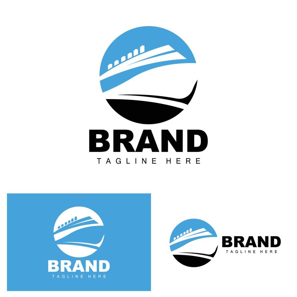 logotipo de barco, vector de transporte marítimo y crucero, carga, logística, escuela de vela, lancha rápida