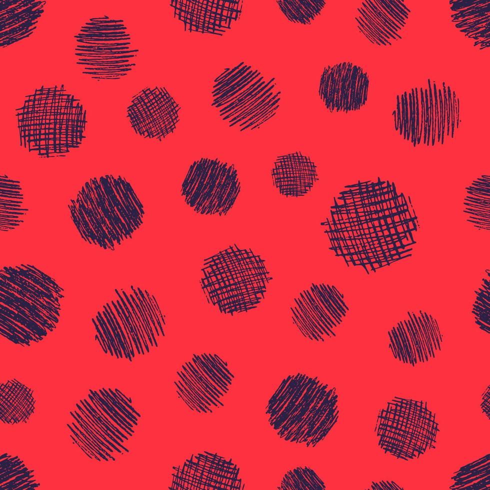 Seamless pattern with hand drawn scribble smear circle. Abstract grunge texture. Vector illustration