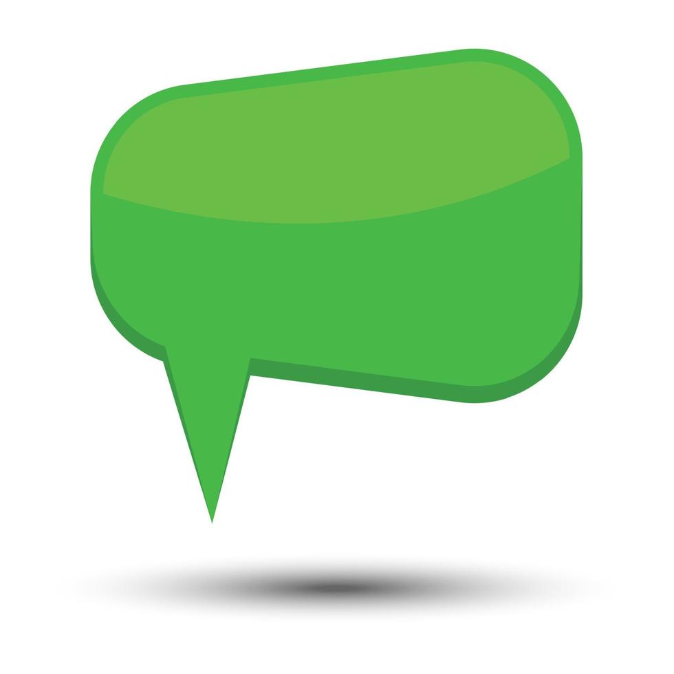 Green cartoon comic balloon speech bubble without phrases and with shadow. Vector illustration.