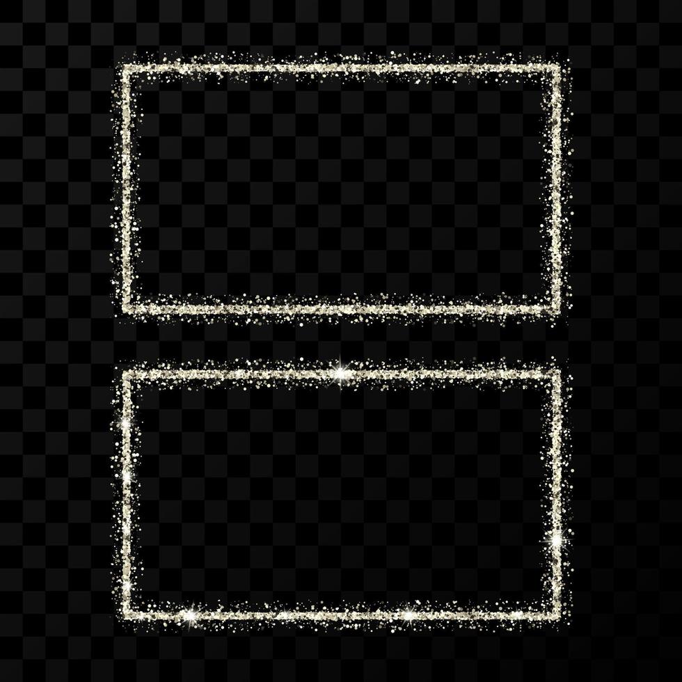 Silver rectangle frame. Two modern shiny frames with light effects isolated Vector illustration.