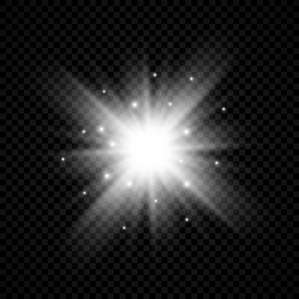 efecto de luz de destellos de lente. luces blancas brillantes efectos de estallido estelar con destellos. ilustración vectorial vector