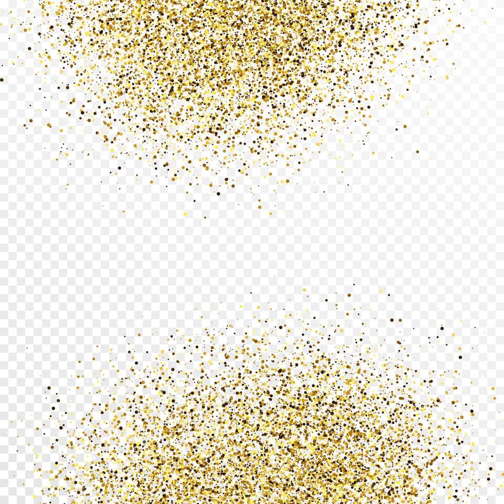 Gold glitter confetti backdrop isolated. Celebratory texture with shining light effect. Vector illustration.