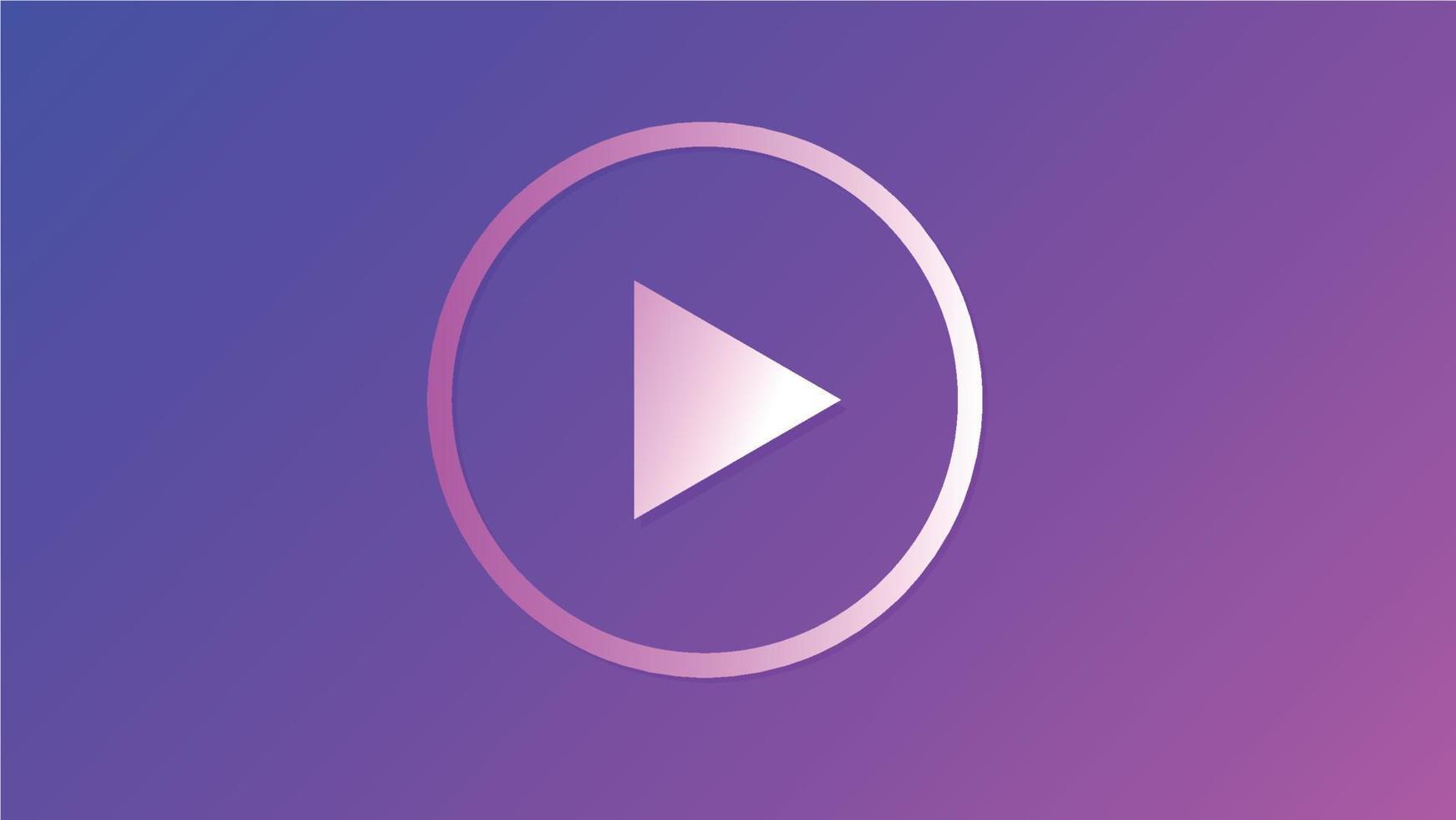 Play icon isolated on purple background. Flat design. Vector Illustration