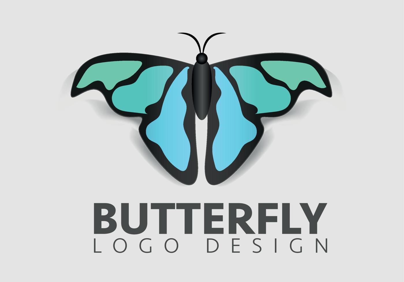 plantilla de diseño de logotipo de vector de mariposa hermosa simple alas abiertas desde la vista superior