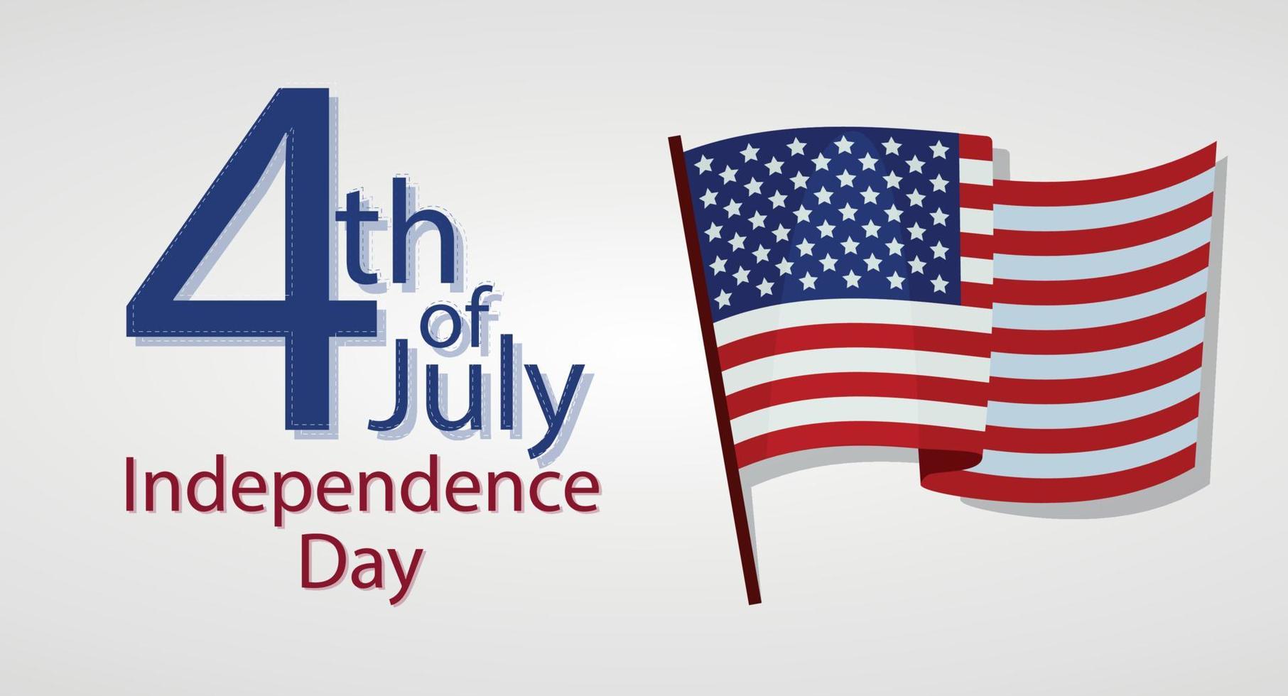 Happy 4th of July USA Independence Day greeting card with waving american national flag vector