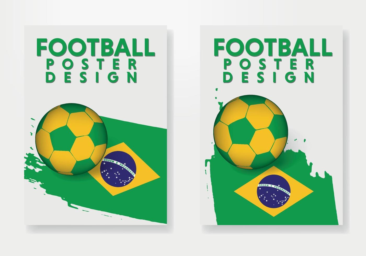 Editable poster for the Brazil football team, soccer player, uniform, flag. vector