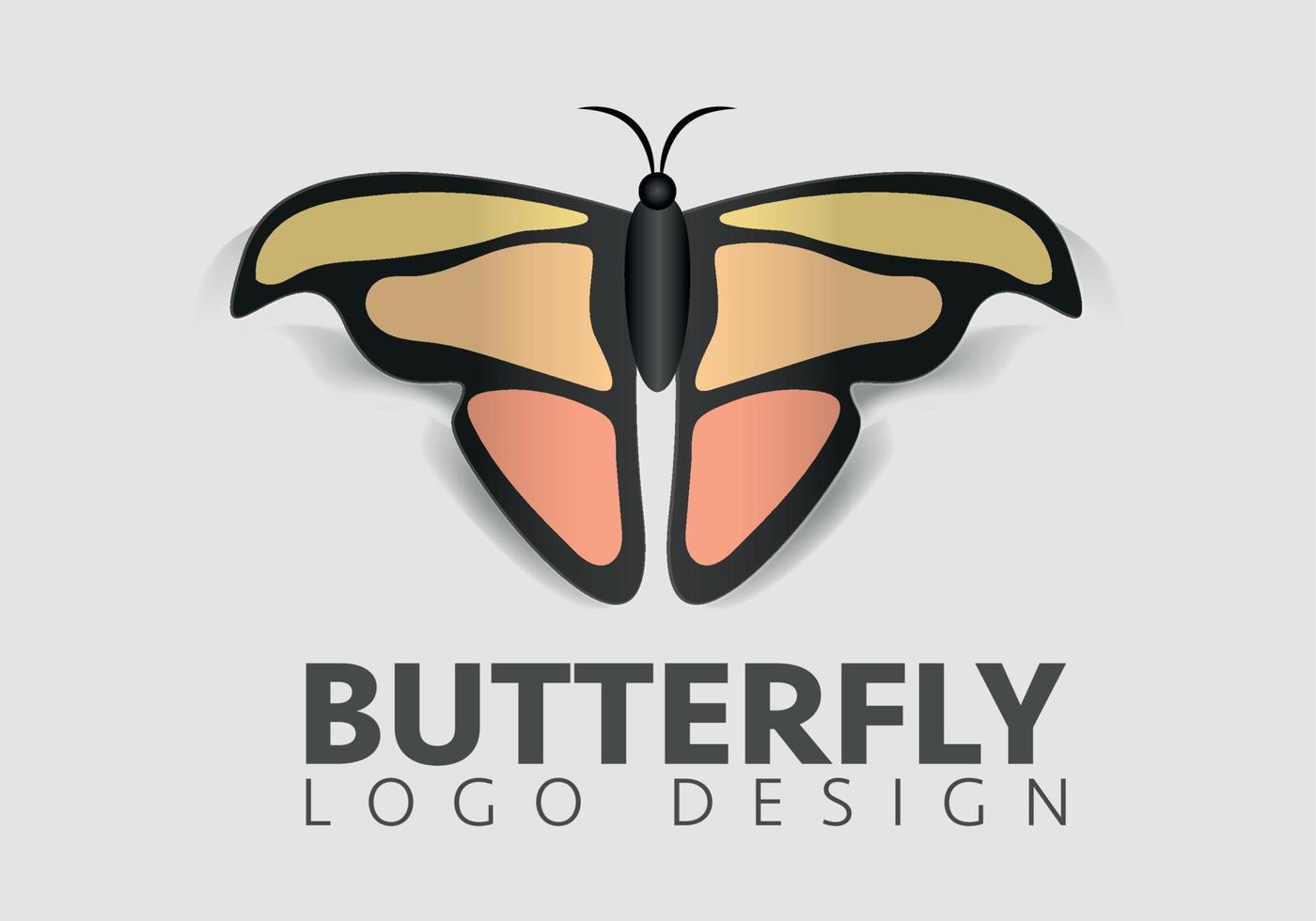 plantilla de diseño de logotipo de vector de mariposa hermosa simple alas abiertas desde la vista superior