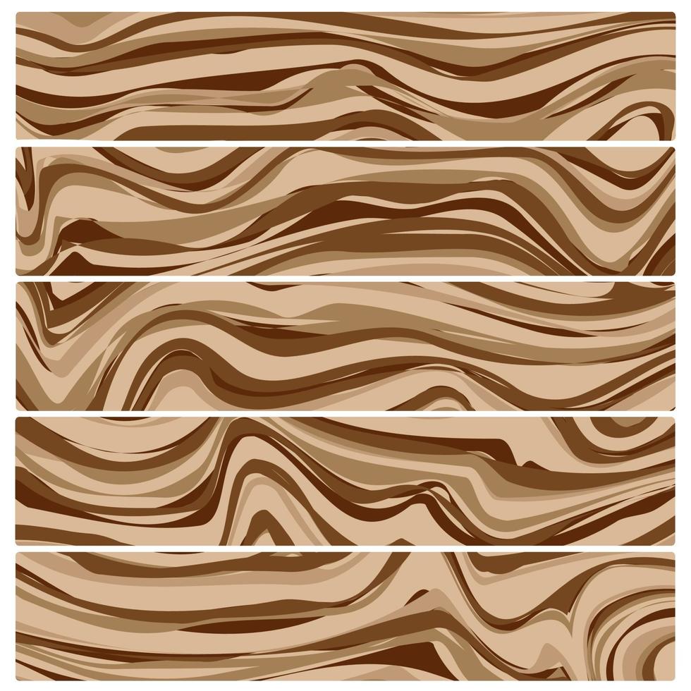 cinco tablas de madera. vector textura de madera abstracta en diseño plano.