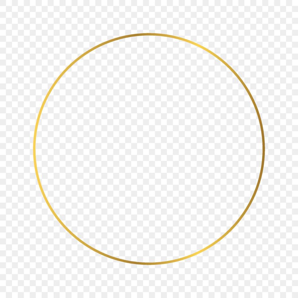 Gold glowing circle frame isolated. Shiny frame with glowing effects. Vector illustration.