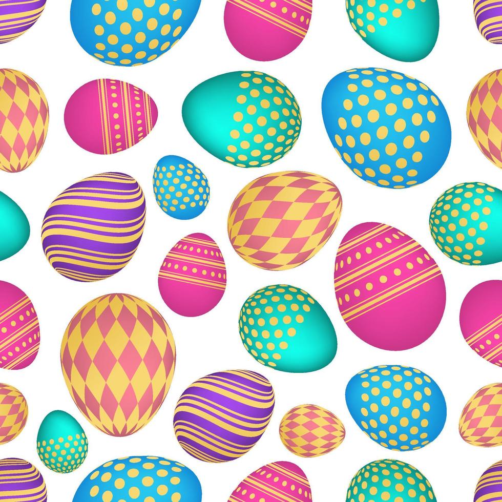 Seamless pattern with colorful Easter eggs. Vector illustration