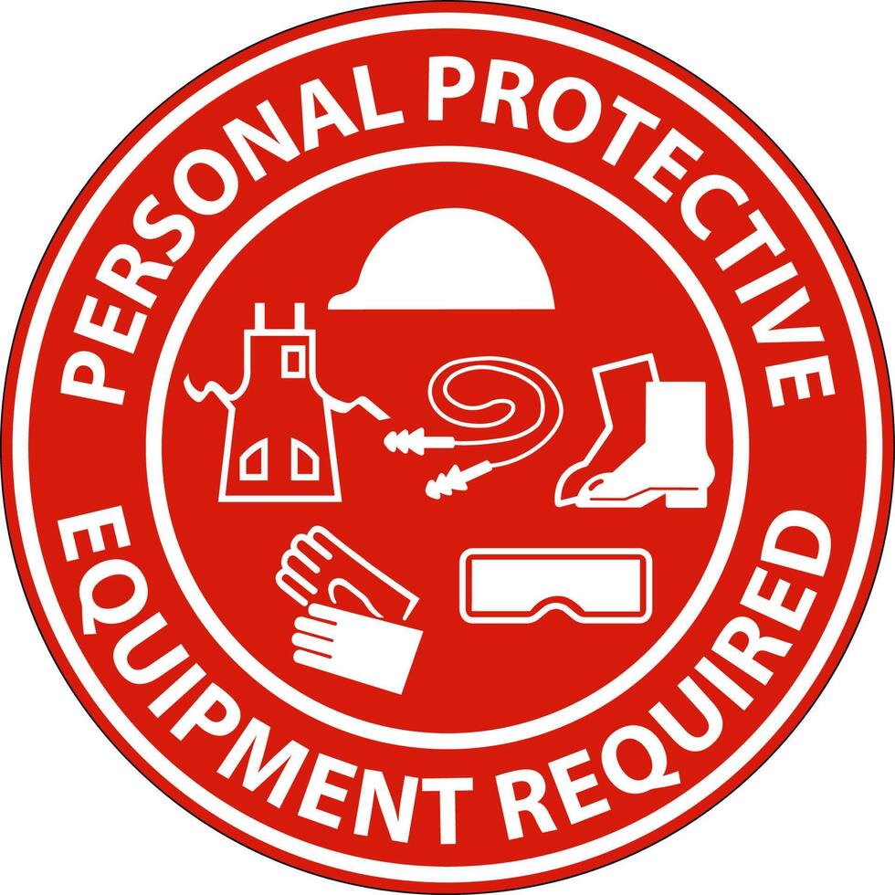 Floor Sign, Personal Protective Equipment Required vector