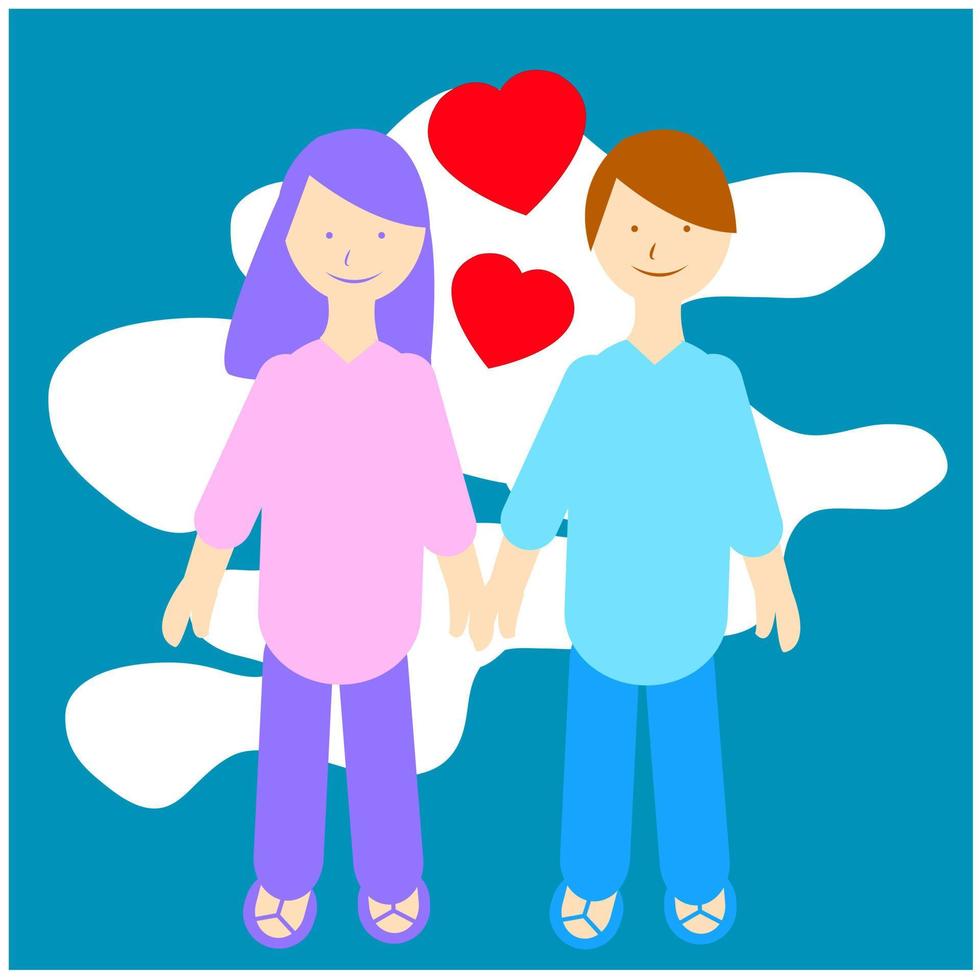 Illustration of a man and woman in love on a happy day vector