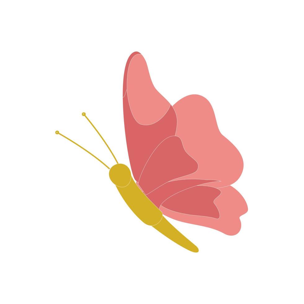 Set of butterflies of different colors and shapes isolated on white background. Beautiful flying insects. Vector illustration in cartoon flat style.