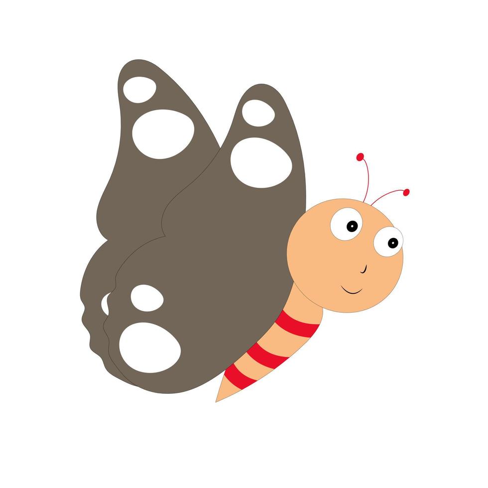 ilustración de mariposa de dibujos animados. lindo personaje sonriente para el diseño infantil. ilustración vectorial plana aislada en un fondo blanco. vector