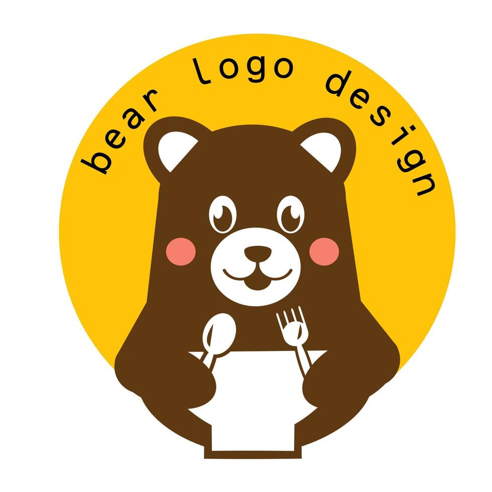 bear logo design cute brown for shop vector