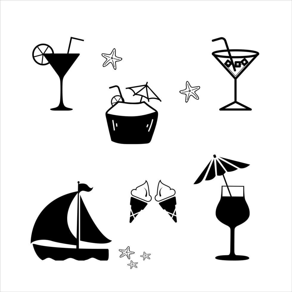 los iconos de línea de viajes, vacaciones, verano y turismo establecen ilustración vectorial. playa, mar, pasaporte, arena, viaje, cometa, paraguas, verano, vibraciones, sol, 10, domingo. píxel perfecto. trazo editable. vector