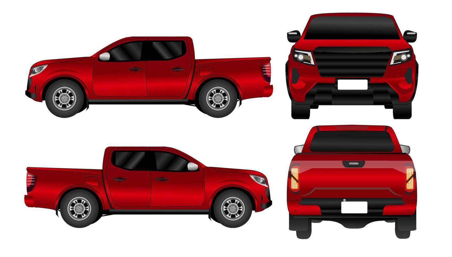 Vector pickup truck with white background