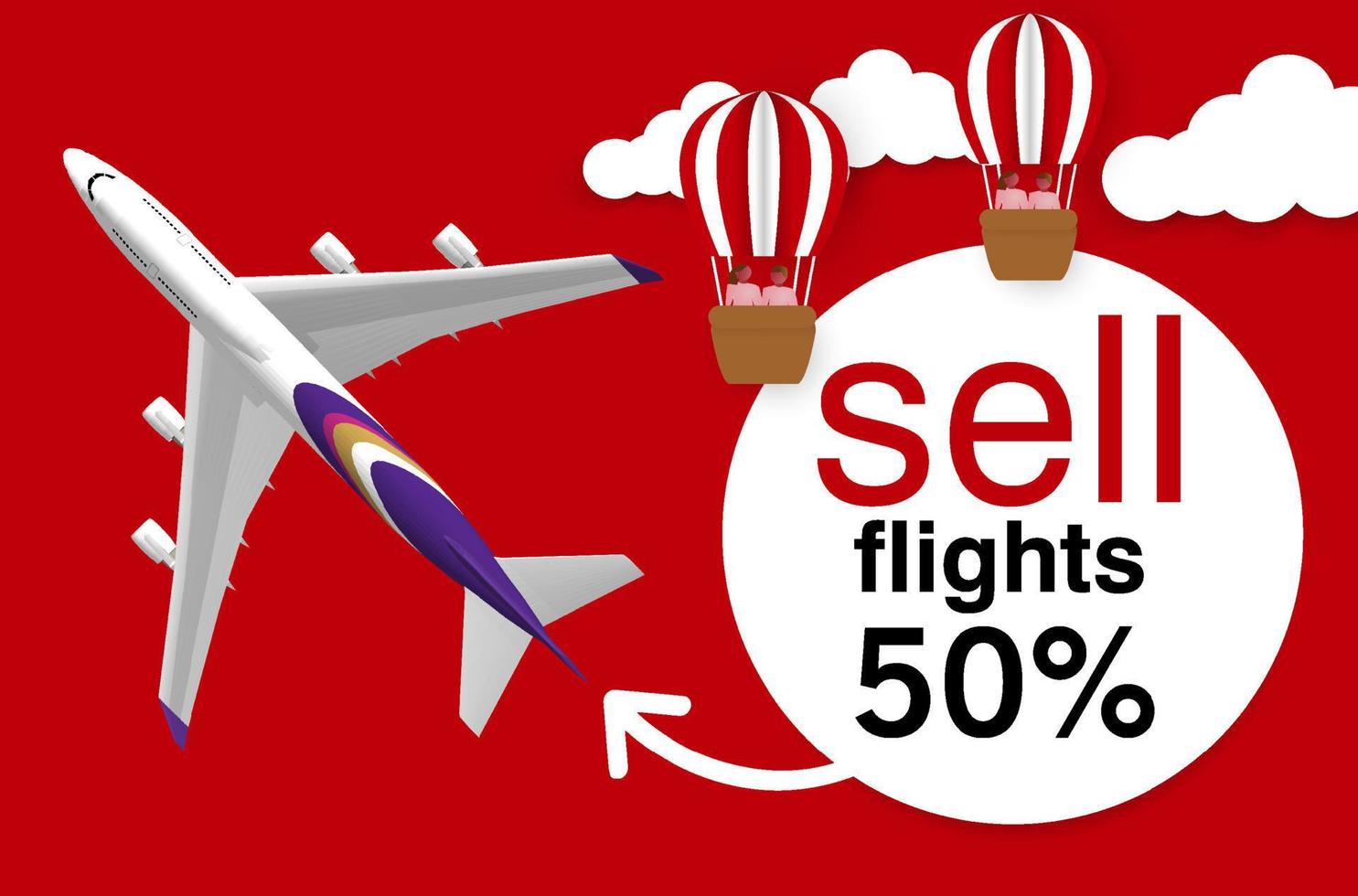 sales promotion tourism abroad on the plane illustration vector