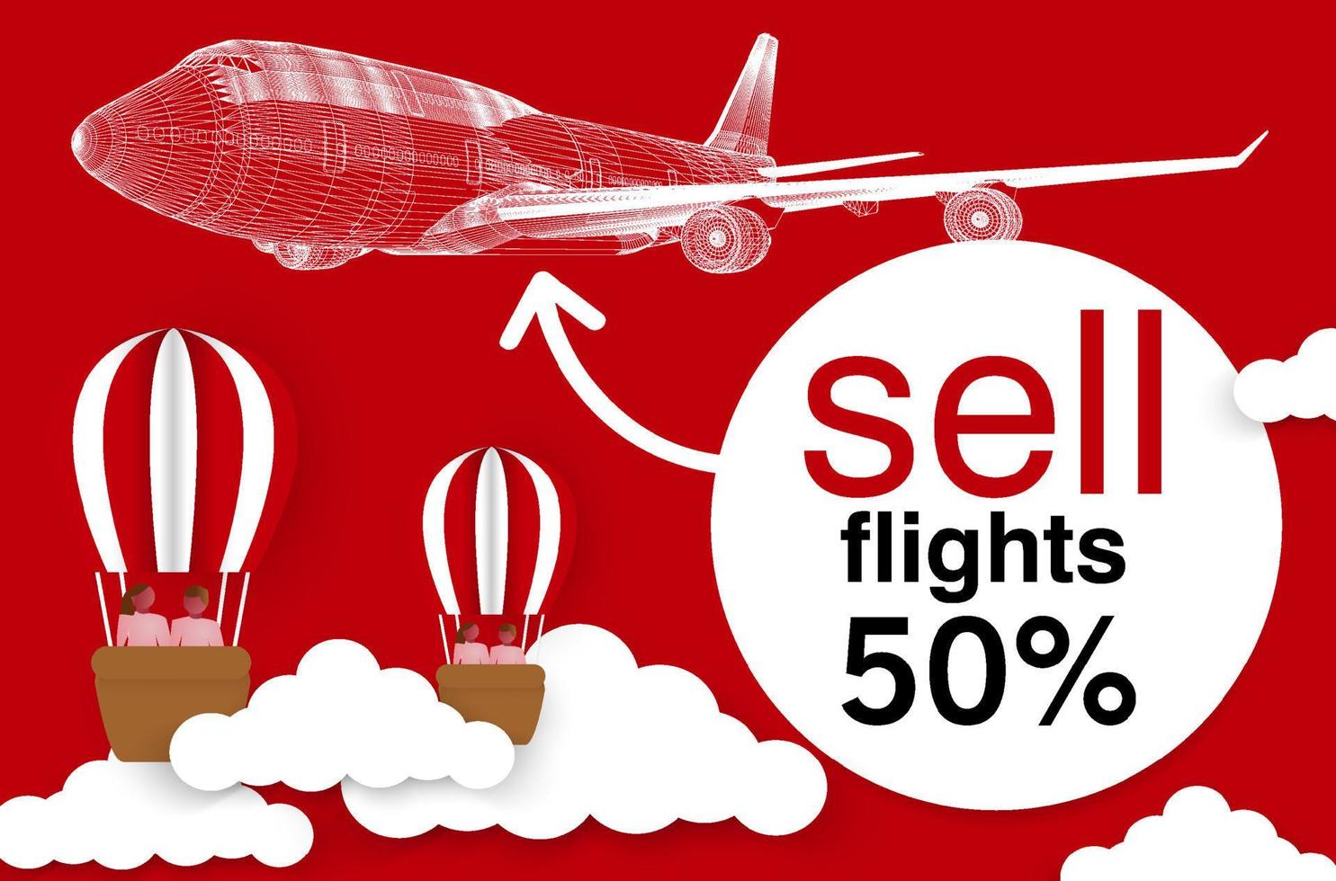 sales promotion tourism abroad on the plane illustration vector