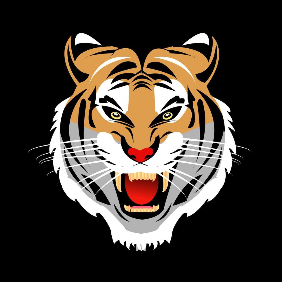 vector de cara de tigre poderoso y feroz