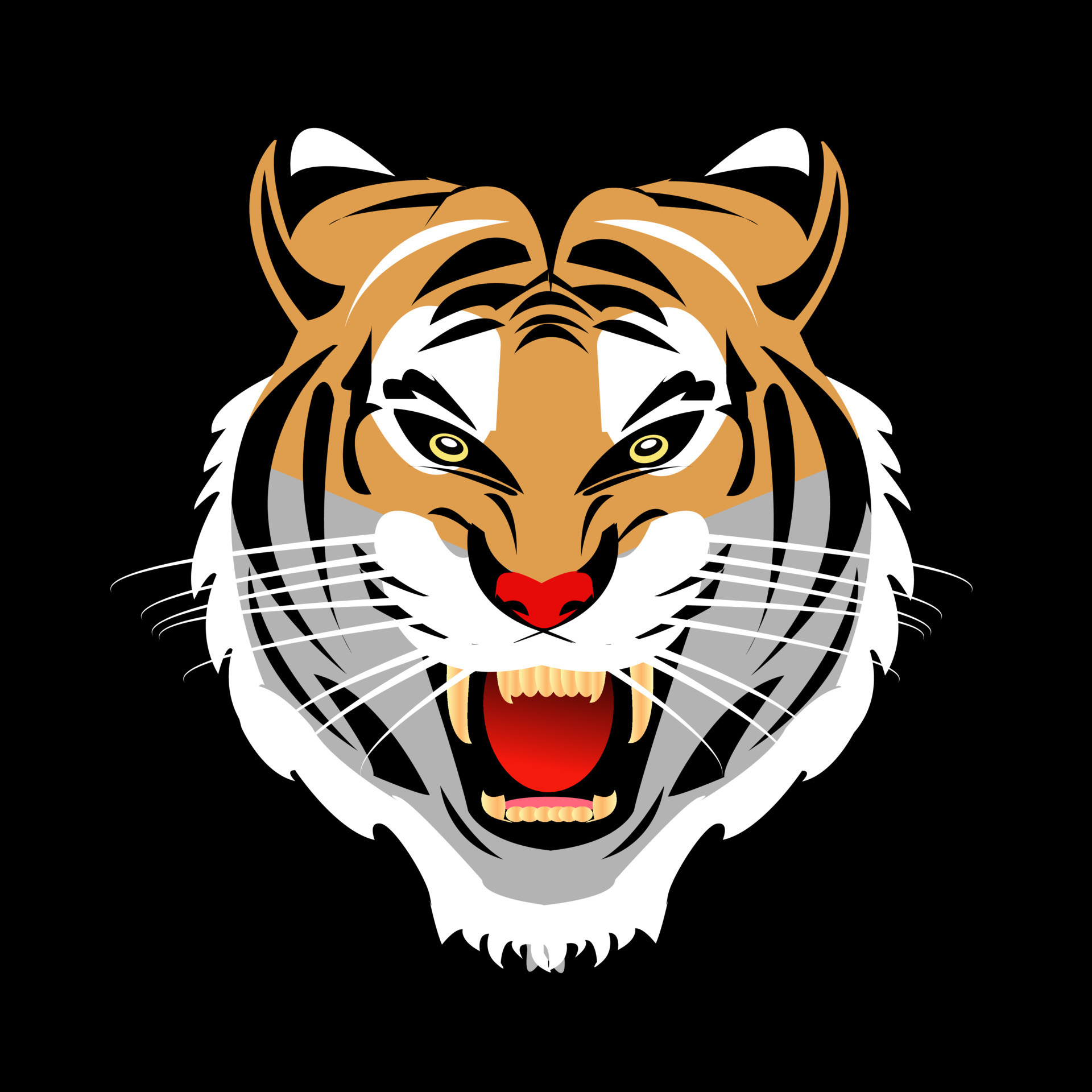 powerful and fierce tiger face vector 18725214 Vector Art at Vecteezy