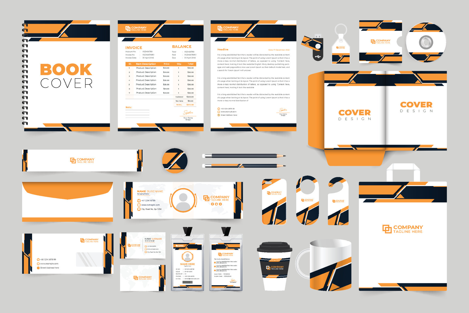 Company promotion stationery design with abstract shapes. Modern ...