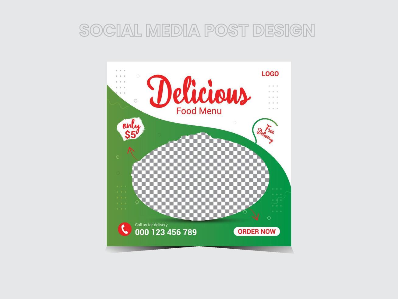 Delicious chicken social media post design vector