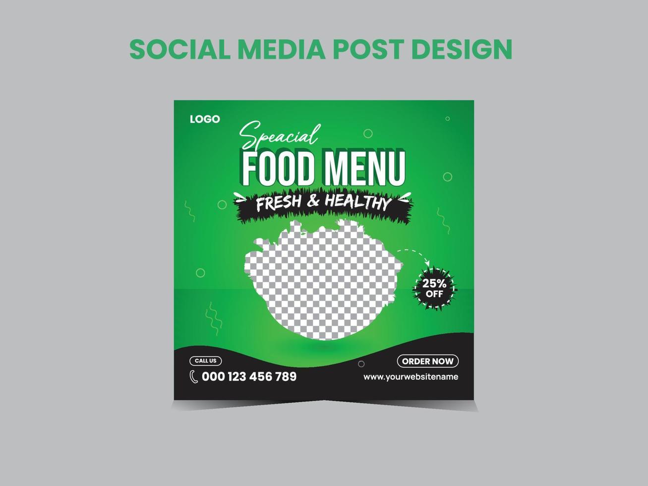 menú de comida diseño de publicaciones en redes sociales vector