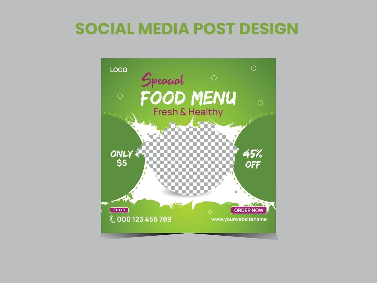 Food menu social media post design vector