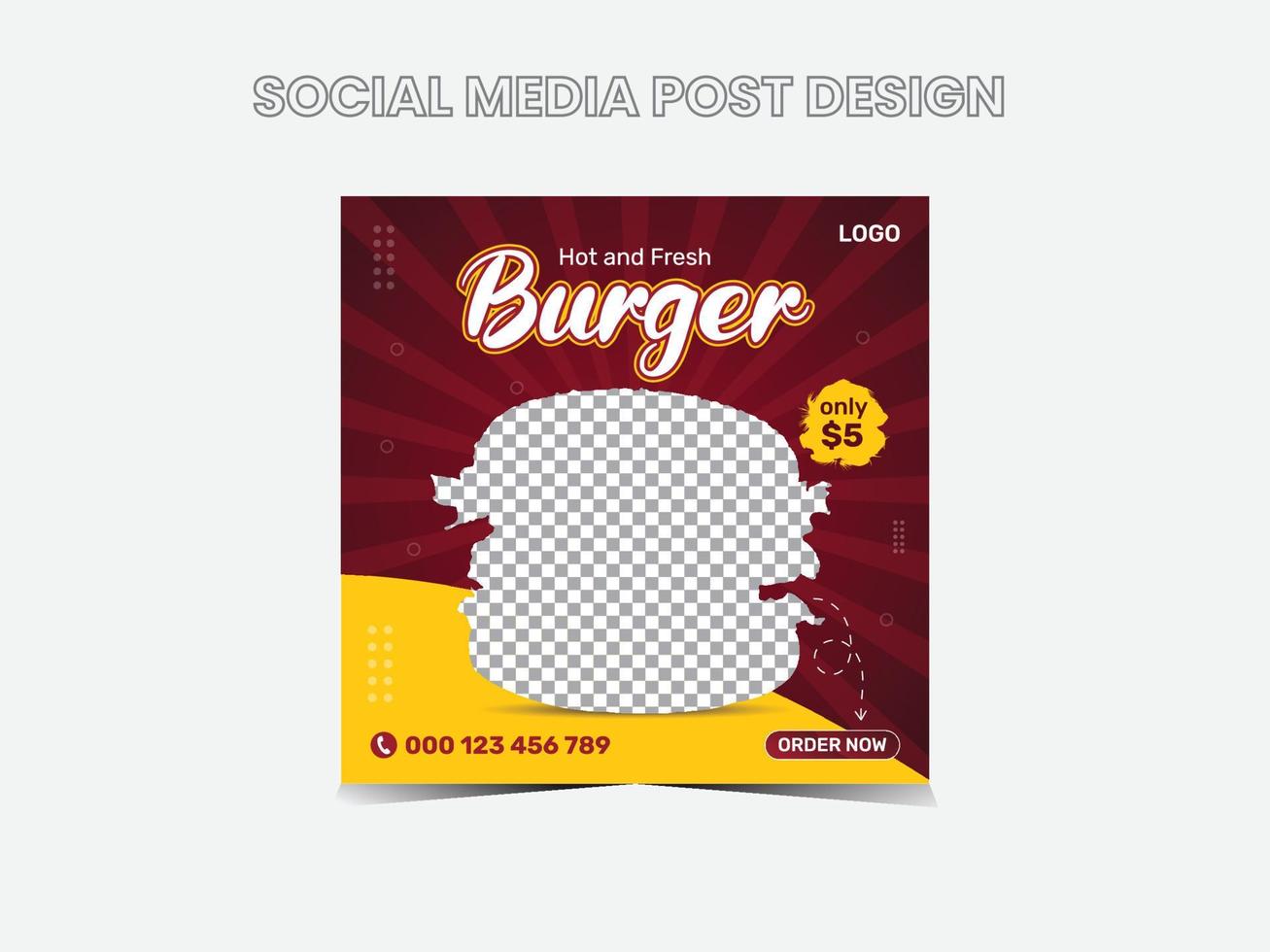 Burger social media post design vector