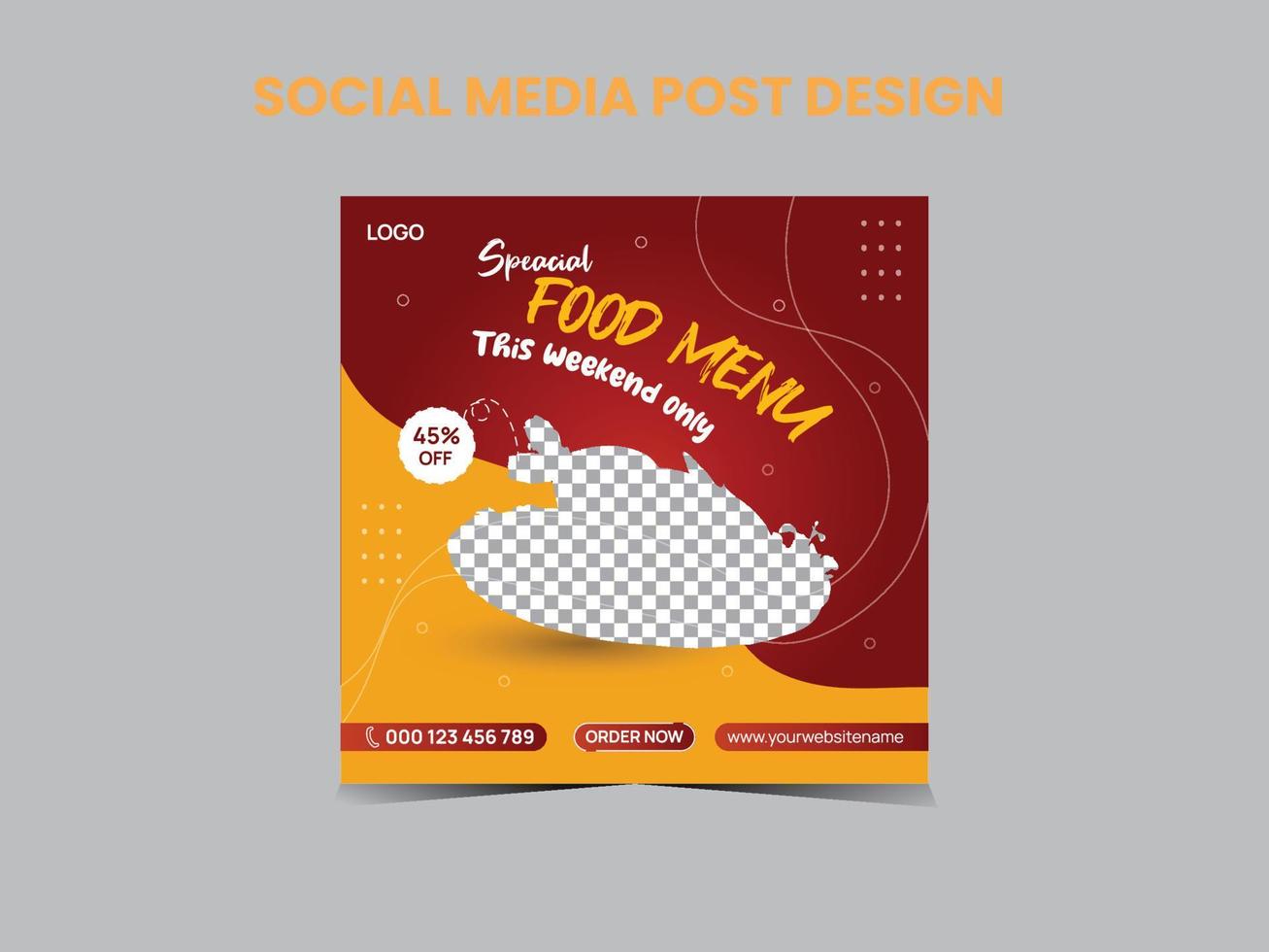 Food menu social media post design vector