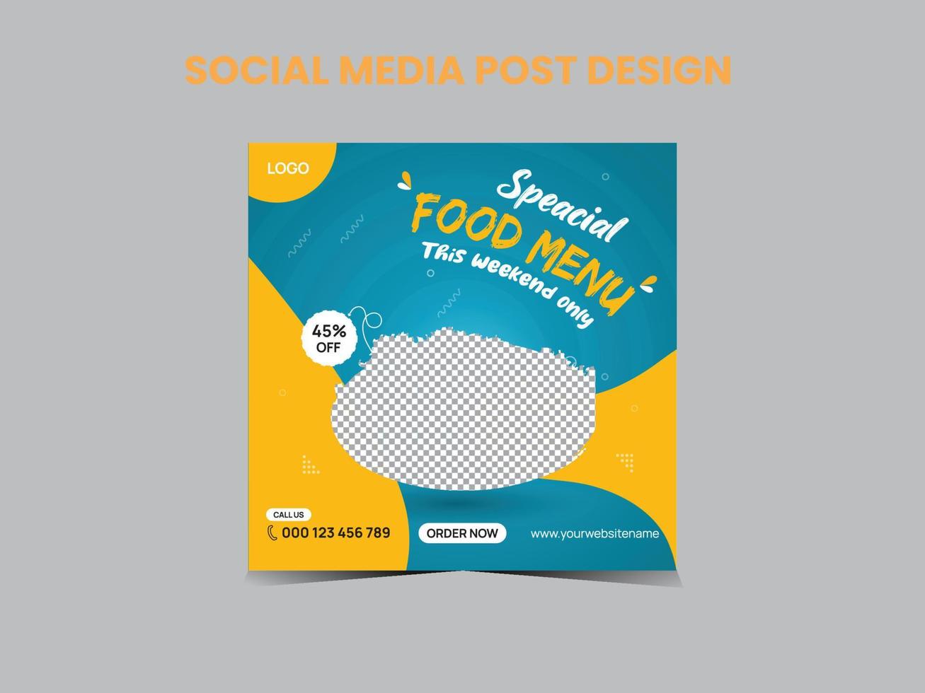 Food menu social media post design vector